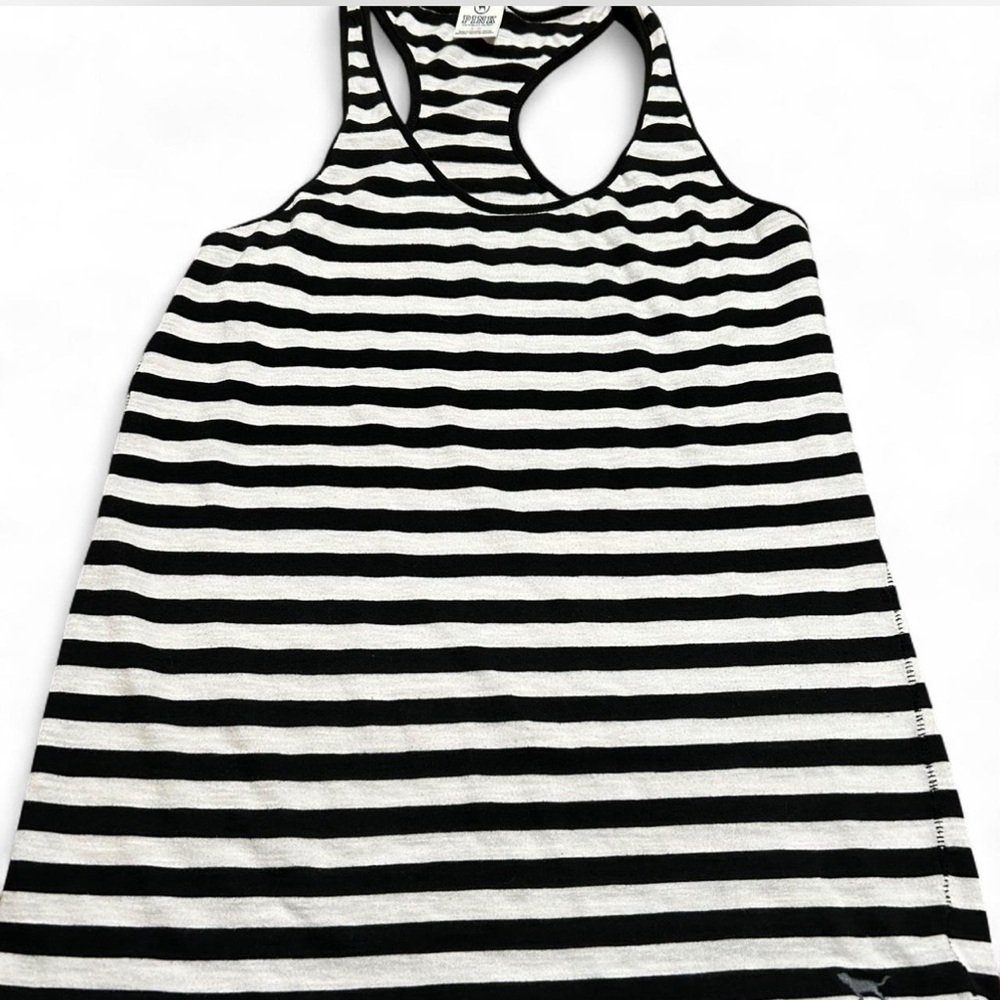Vintage PINK Victoria's Secret Black and White Striped Racerback Tank